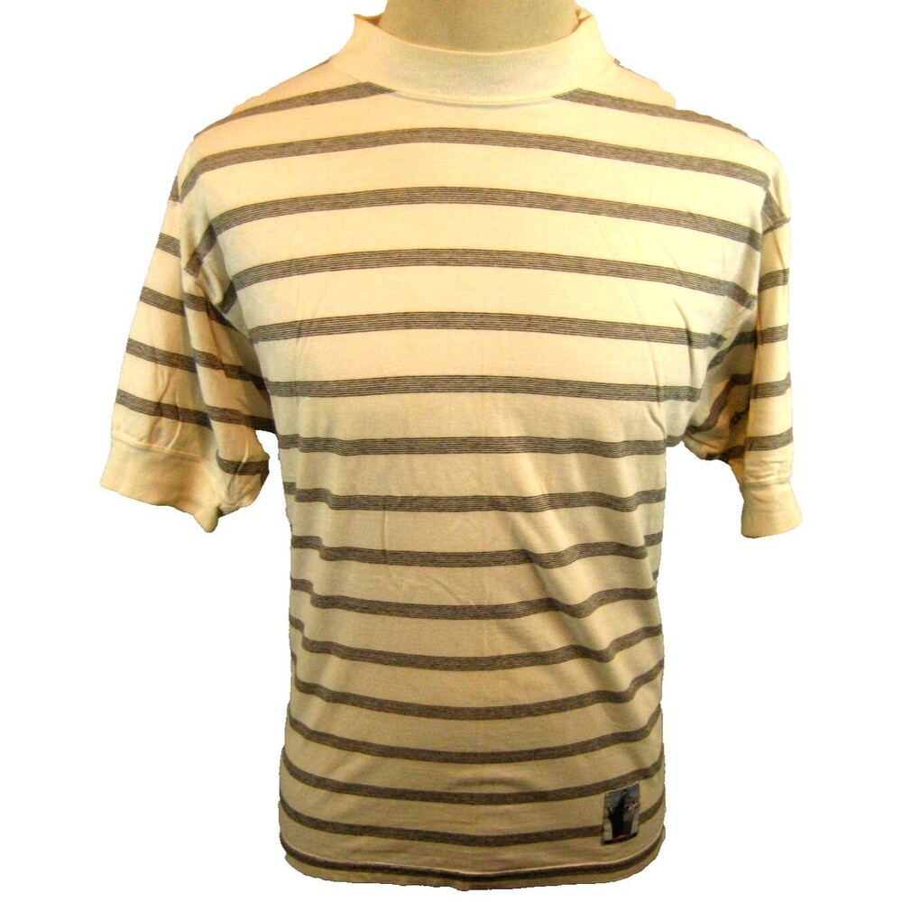 Mens Dockers Stripe Cotton CrewNeck SS Polo Golf Casual Shirt sz Lg